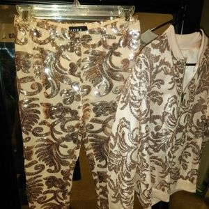Junior Rose/Gold Sequin Pant Suit size Med